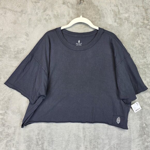 FP Movement Shirt Womens Small Black Cropped Oversized Drop Shoulder Boxy Tee - Picture 1 of 11